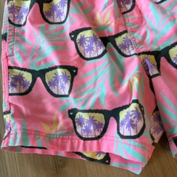 Party Pants Pink Swim Trunks Sunglasses Palm Trees Medium - Picture 2 of 7